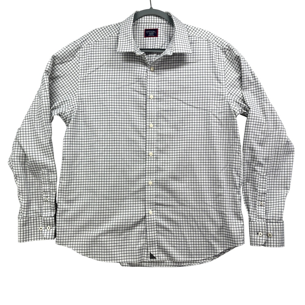 UNTUCKit Button‎ Up Shirt Mens XL White Plaid Cotton Morando WF Classic Oxford